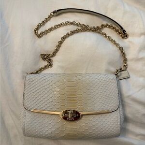 Coach Cream Python Textured Shoulder Bag with Gold Accents